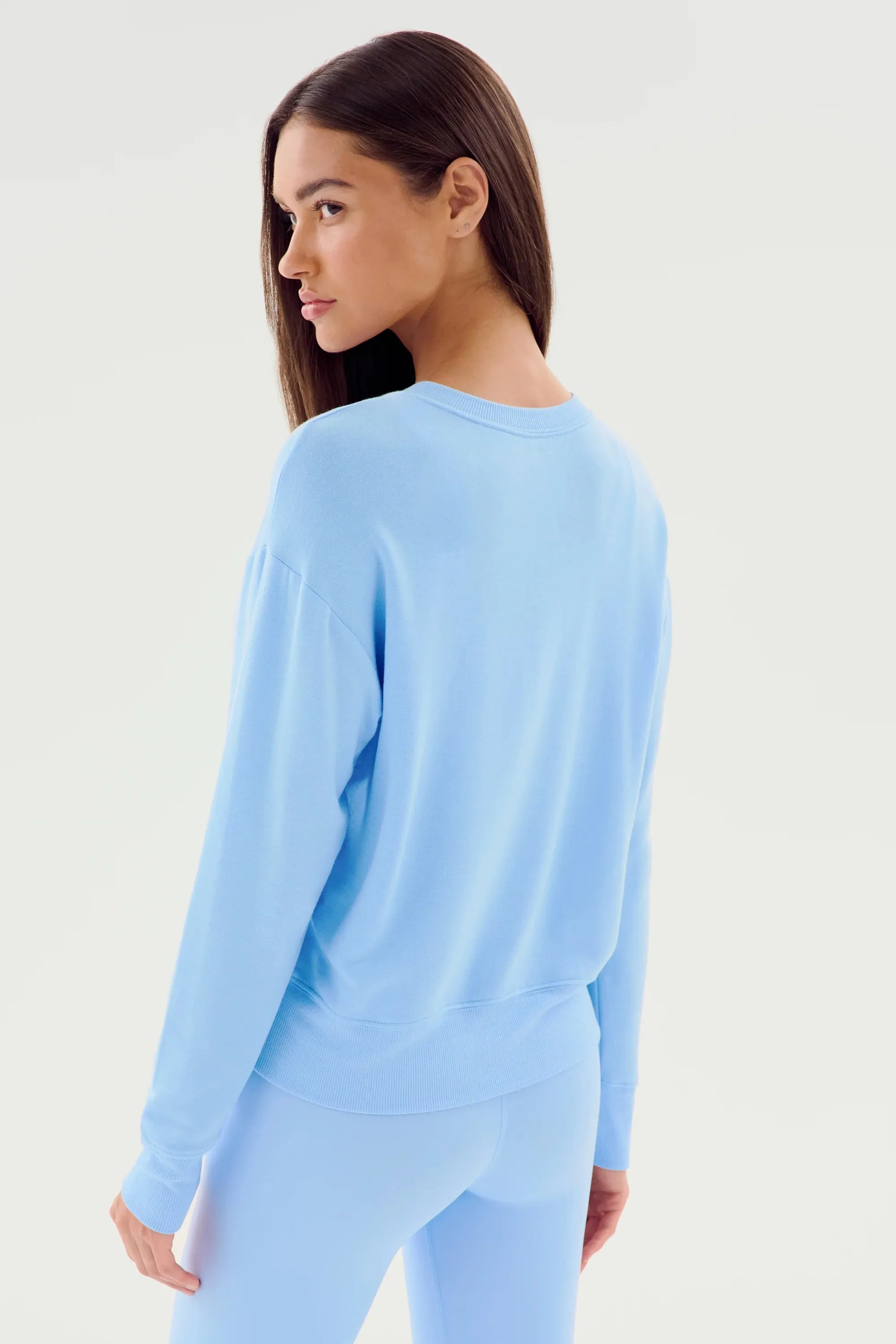 Splits59 Sonja Warm Up Long Sleeve Sweater in Sky