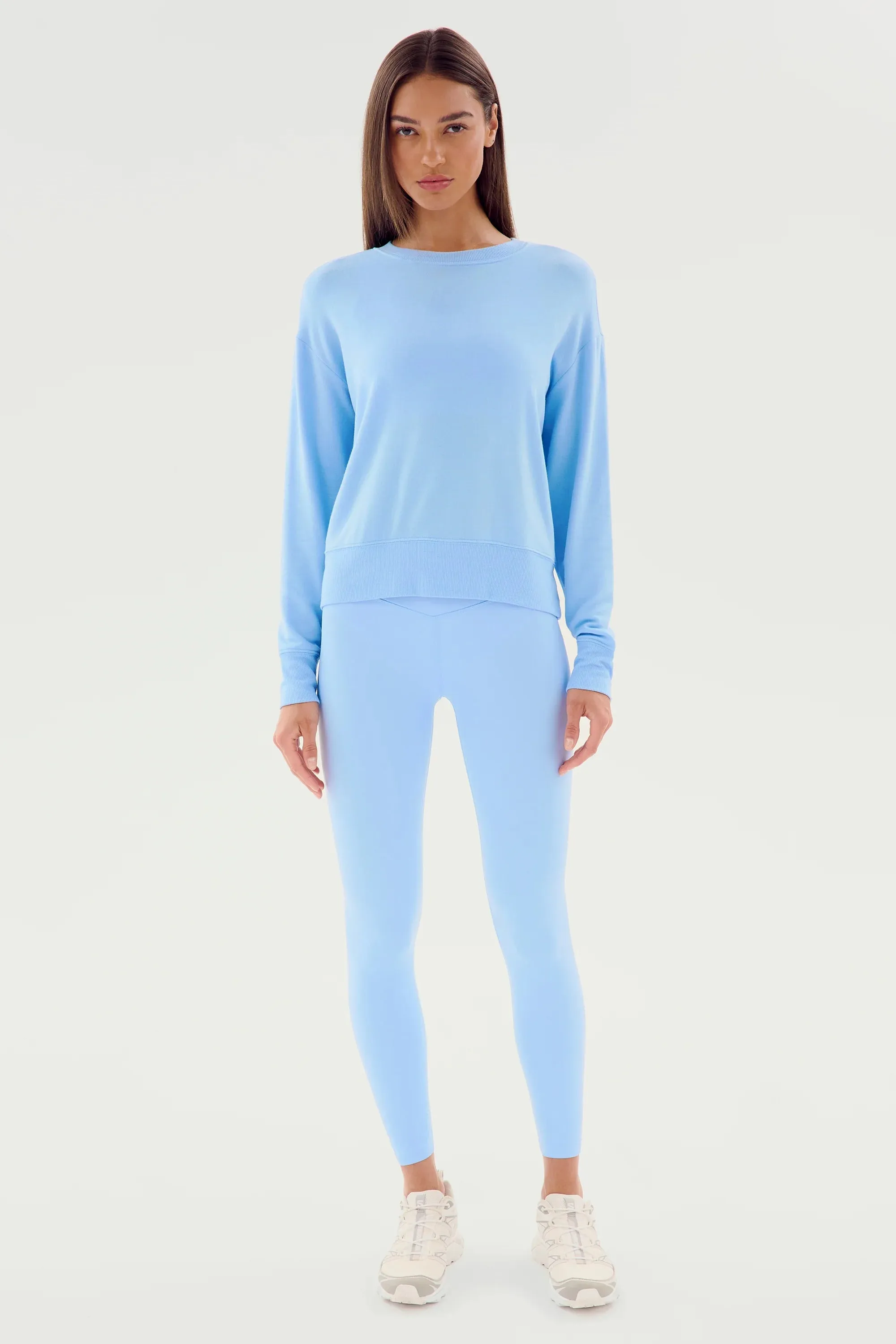 Splits59 Sonja Warm Up Long Sleeve Sweater in Sky