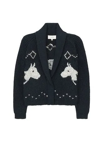 The Great - The Equestrian Lodge Cardigan in Navy
