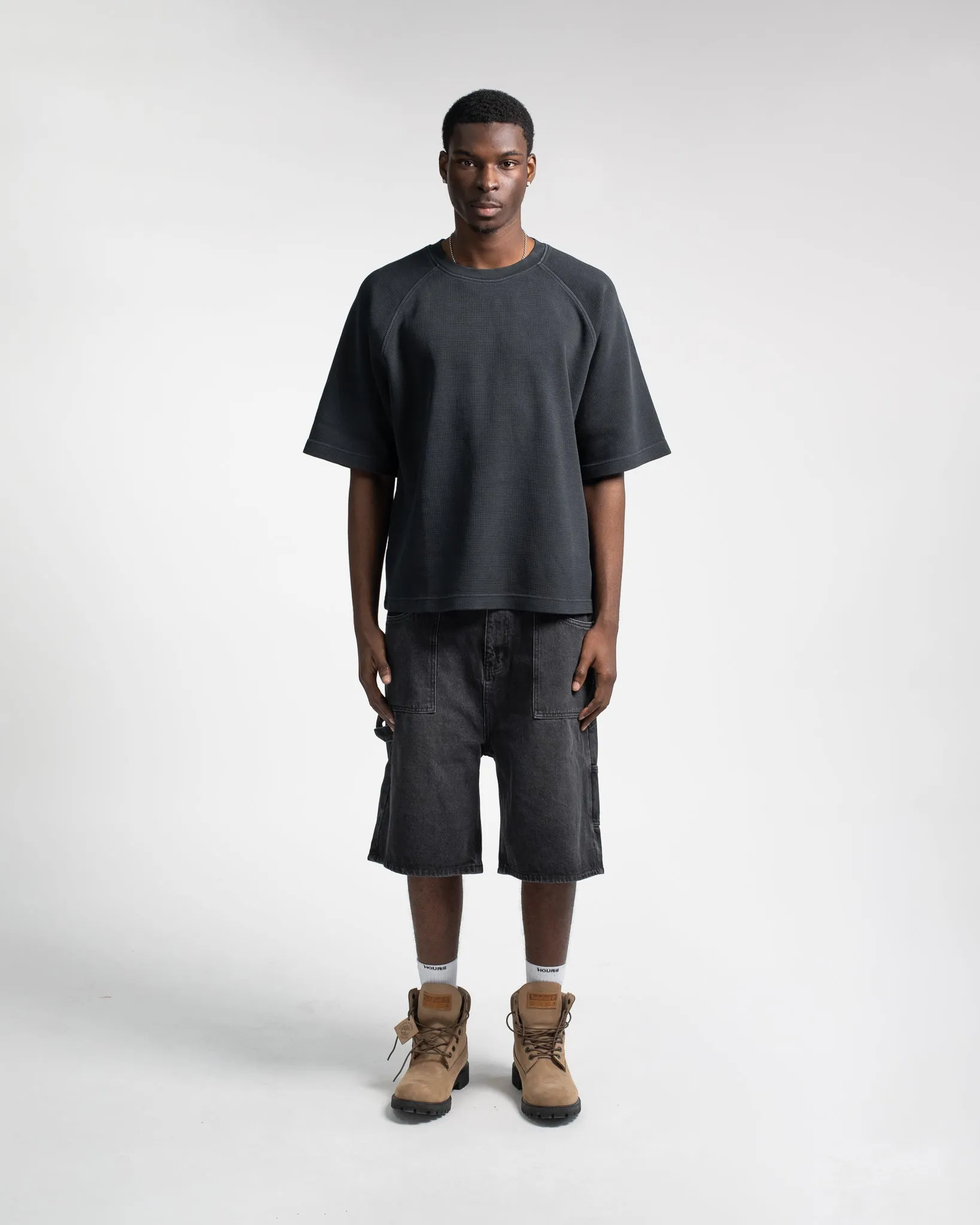 Thermal Boxy T-Shirt - Vintage Black
