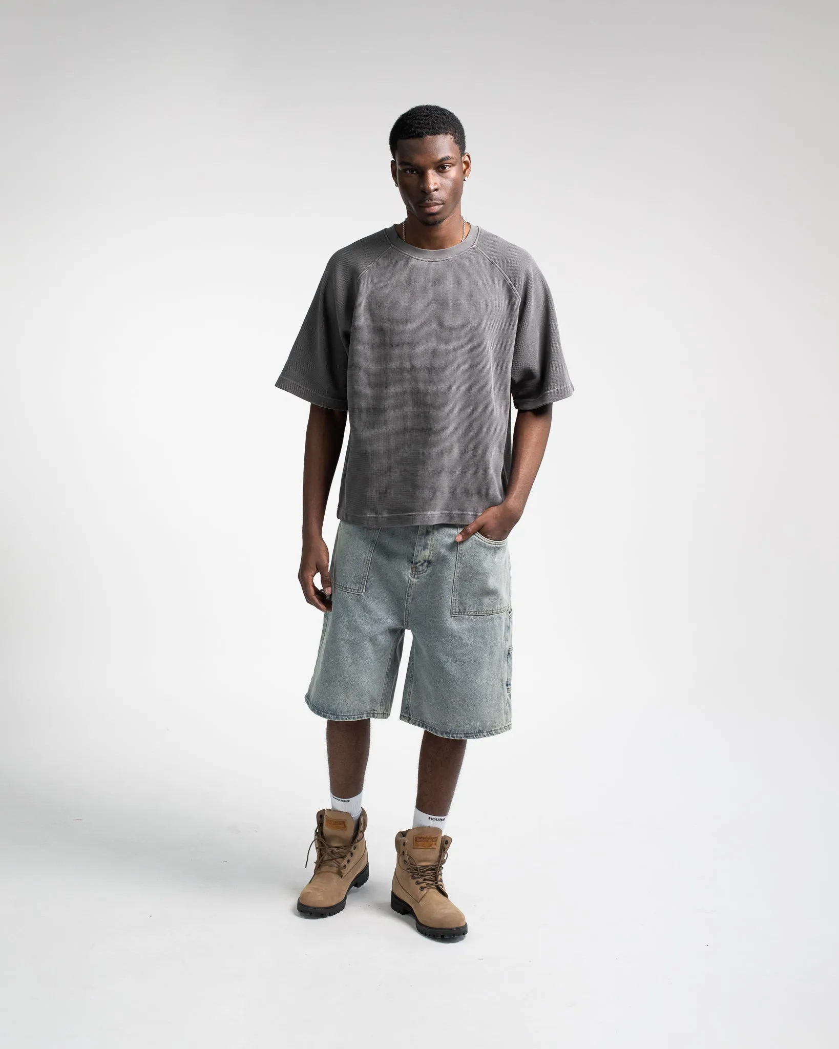 Thermal Boxy T-Shirt - Vintage Grey