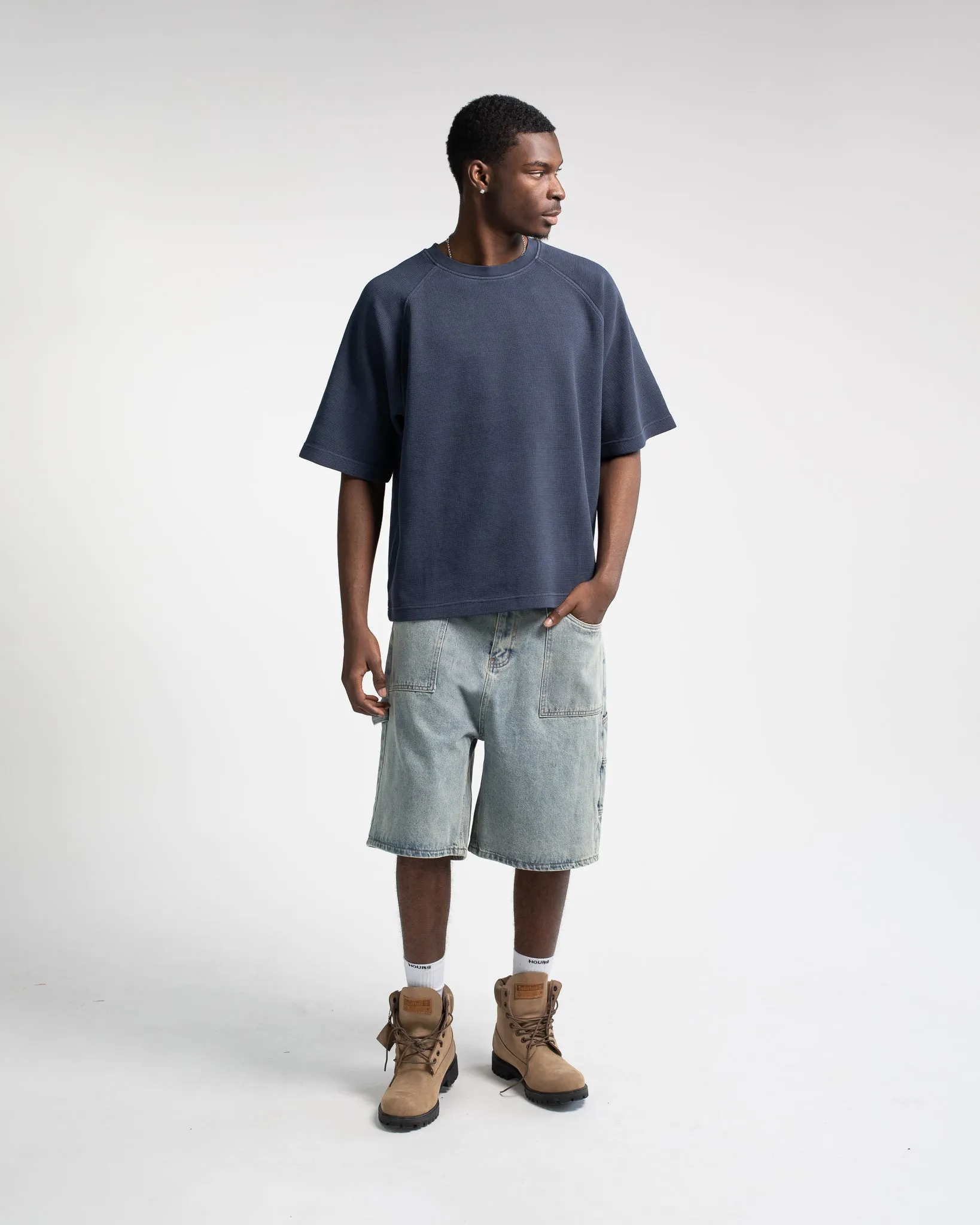 Thermal Boxy T-Shirt - Vintage Navy
