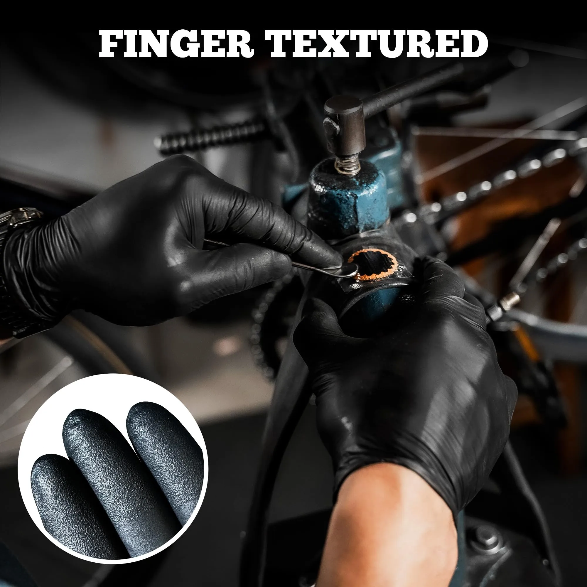 TitanFlex Disposable Nitrile Exam Gloves, 6-mil, Black, Large 100-ct Box, Heavy Duty Disposable Gloves, Cooking Gloves, Mechanic Gloves, Latex Free Gloves, Food Safe Rubber Gloves for Food Prep