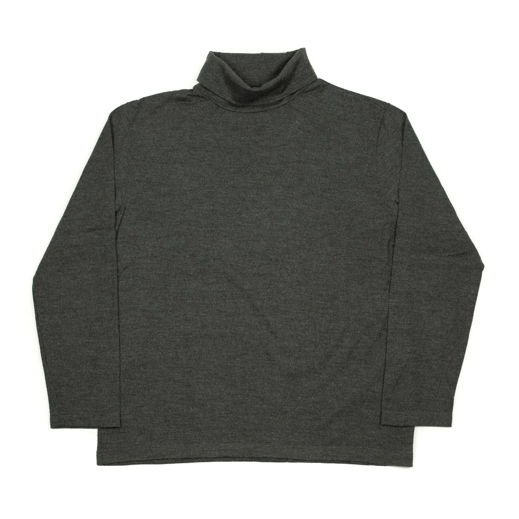 Turtleneck in charcoal washable wool jersey (restock)