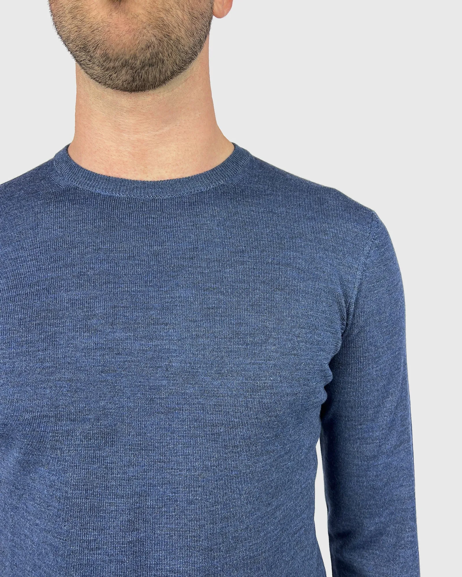 VISCONTI W23C AVIATOR-BLUE WOOL CREW NECK SWEATER
