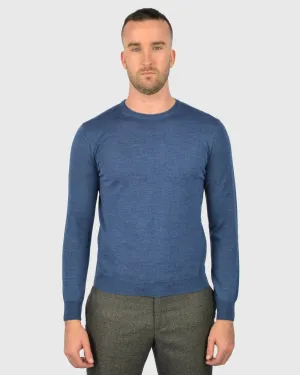 VISCONTI W23C AVIATOR-BLUE WOOL CREW NECK SWEATER