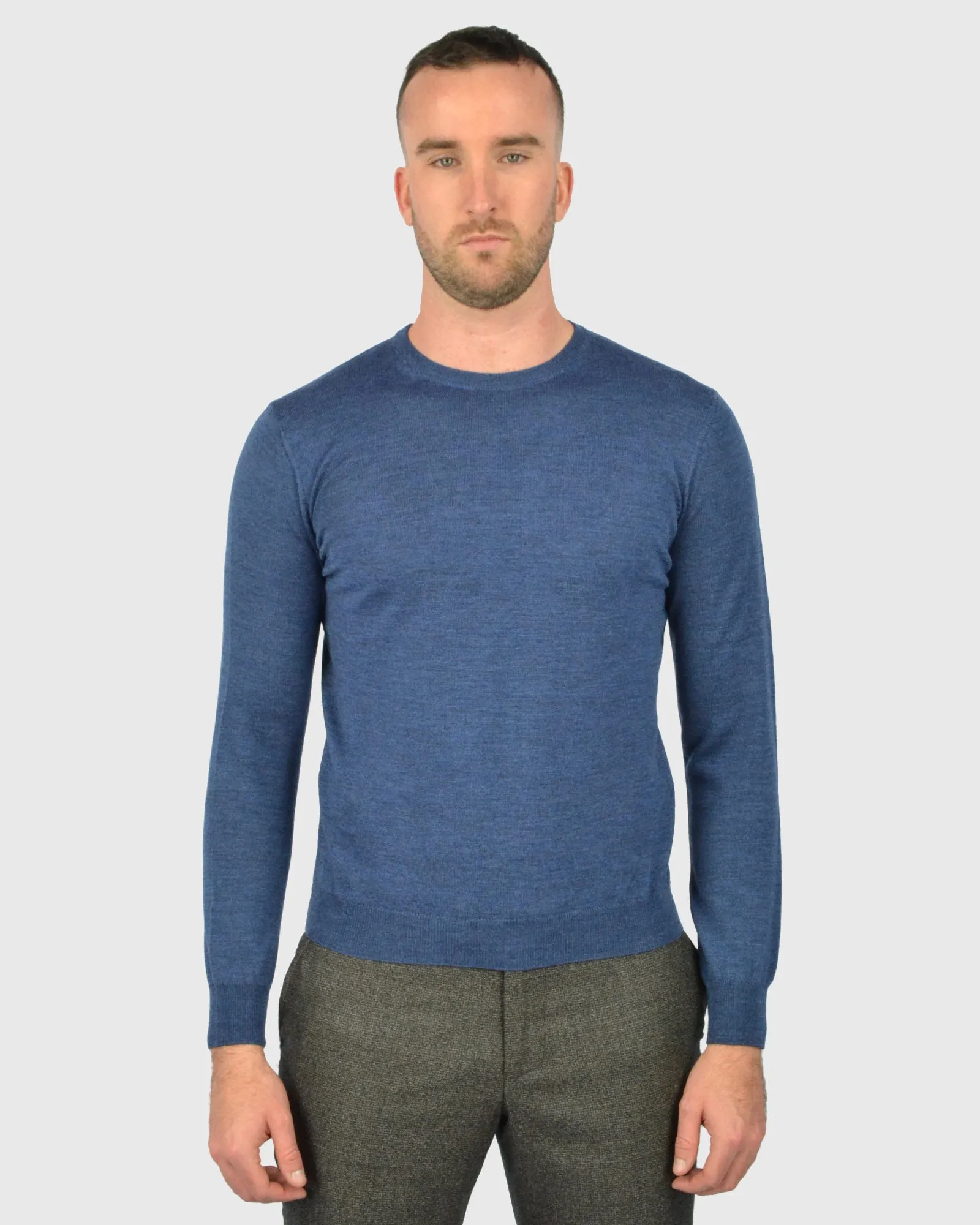 VISCONTI W23C AVIATOR-BLUE WOOL CREW NECK SWEATER