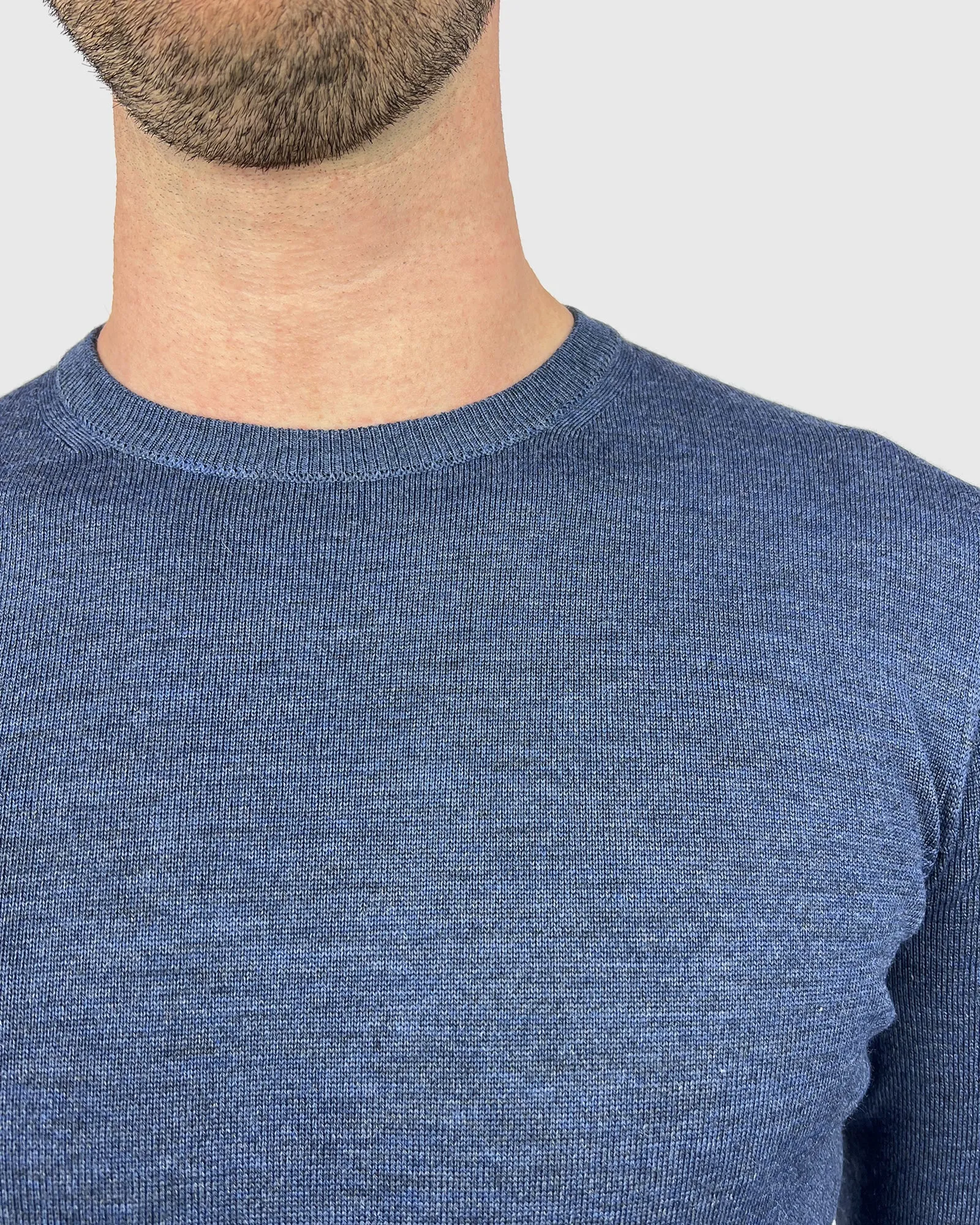 VISCONTI W23C AVIATOR-BLUE WOOL CREW NECK SWEATER