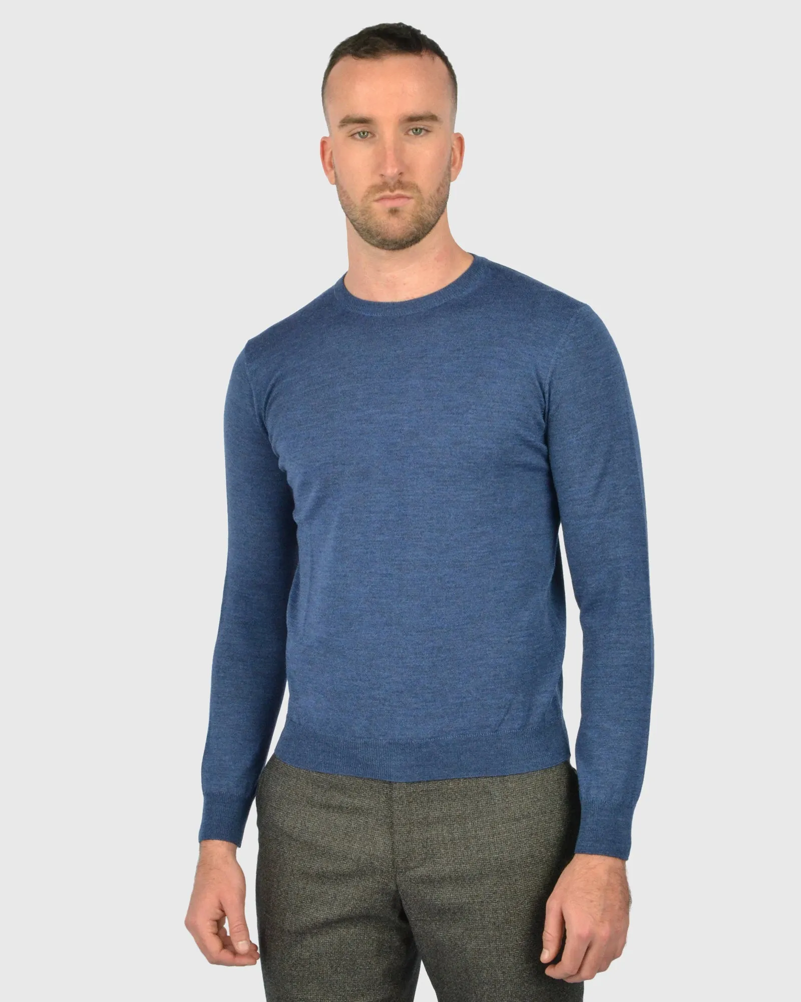 VISCONTI W23C AVIATOR-BLUE WOOL CREW NECK SWEATER