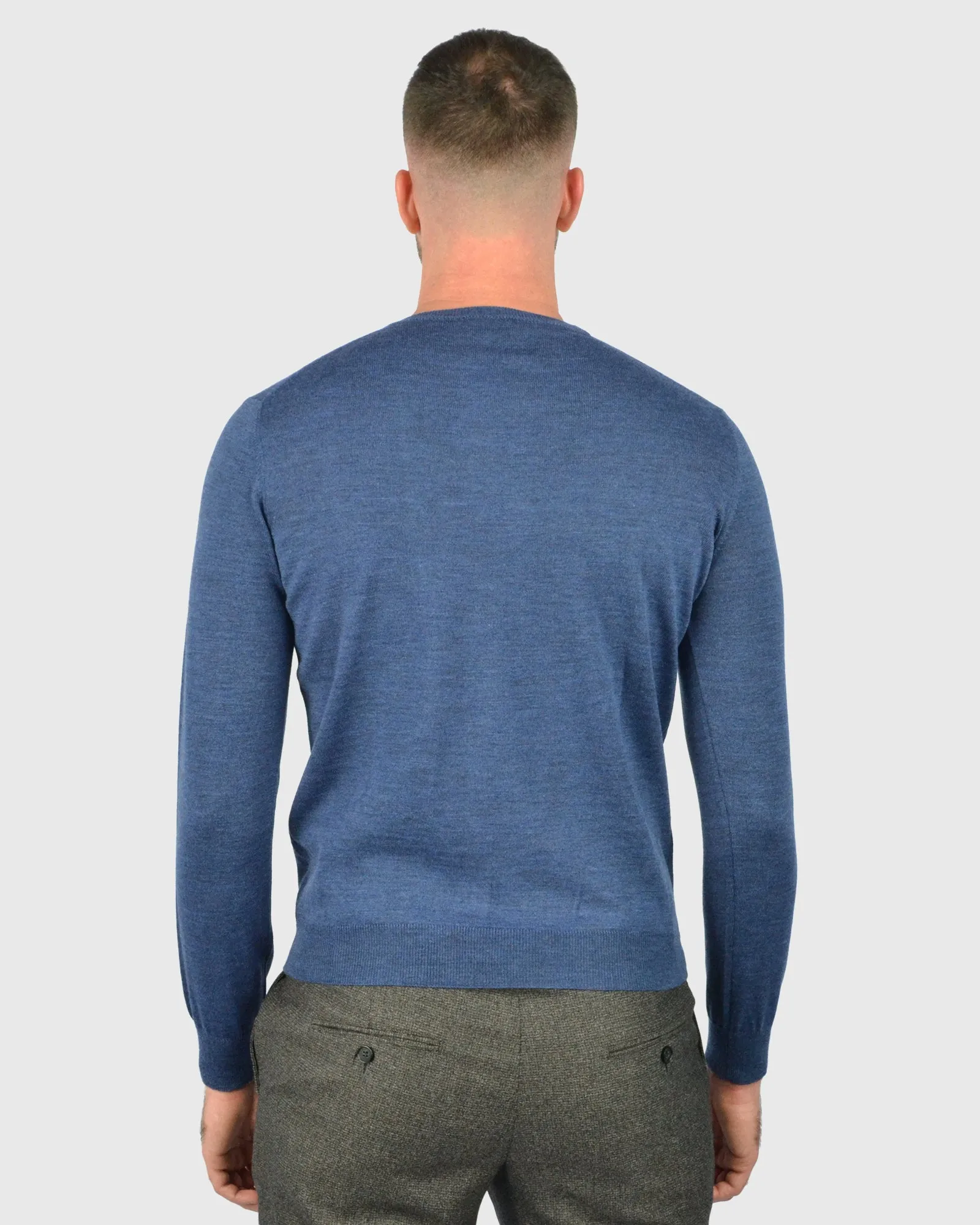VISCONTI W23C AVIATOR-BLUE WOOL CREW NECK SWEATER