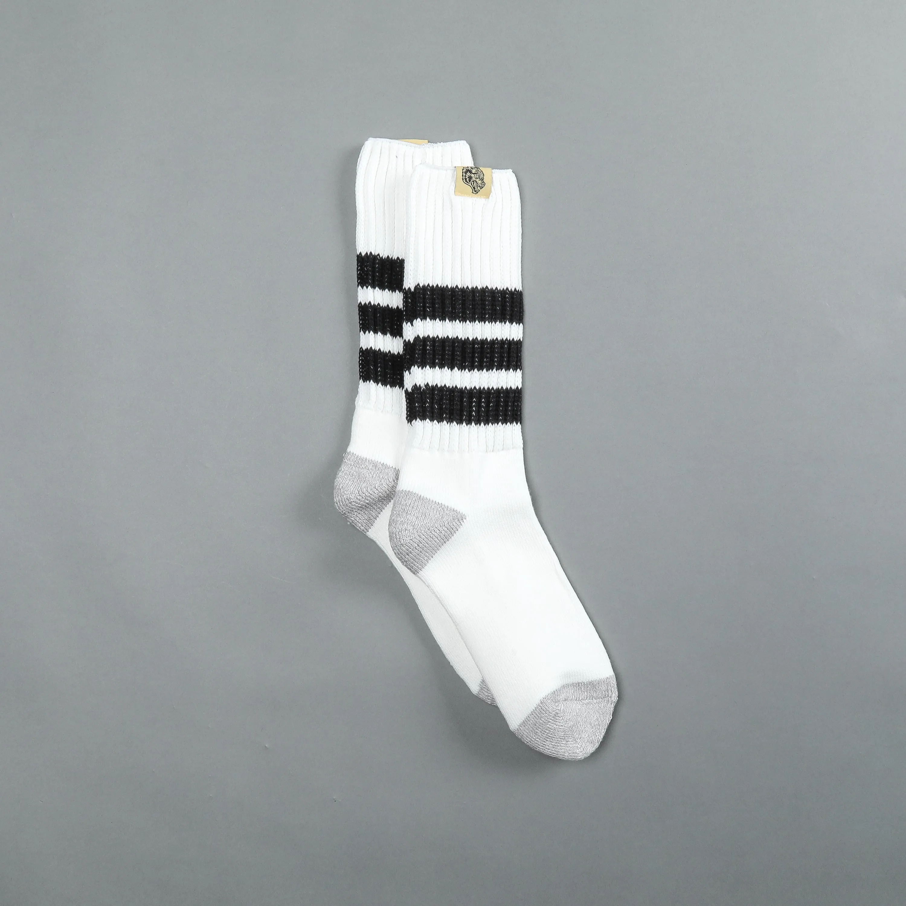 Wolf Patch Boot Socks in Cream/Black