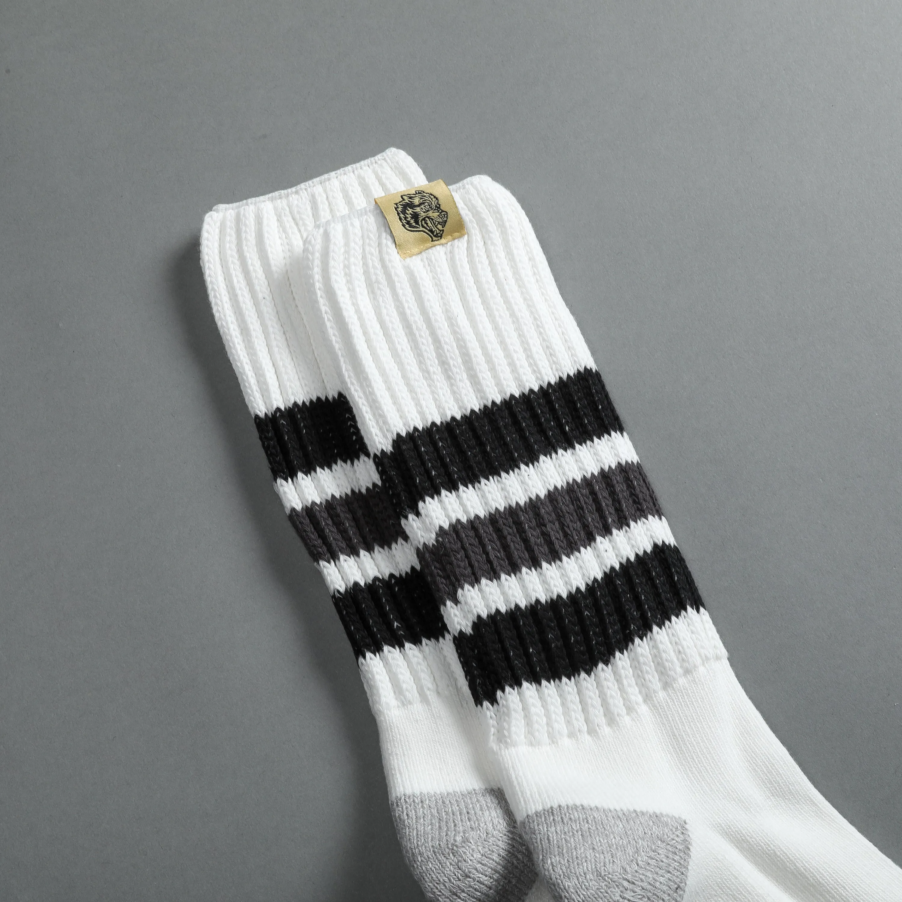 Wolf Patch Boot Socks in Cream/Black/Norse Blue