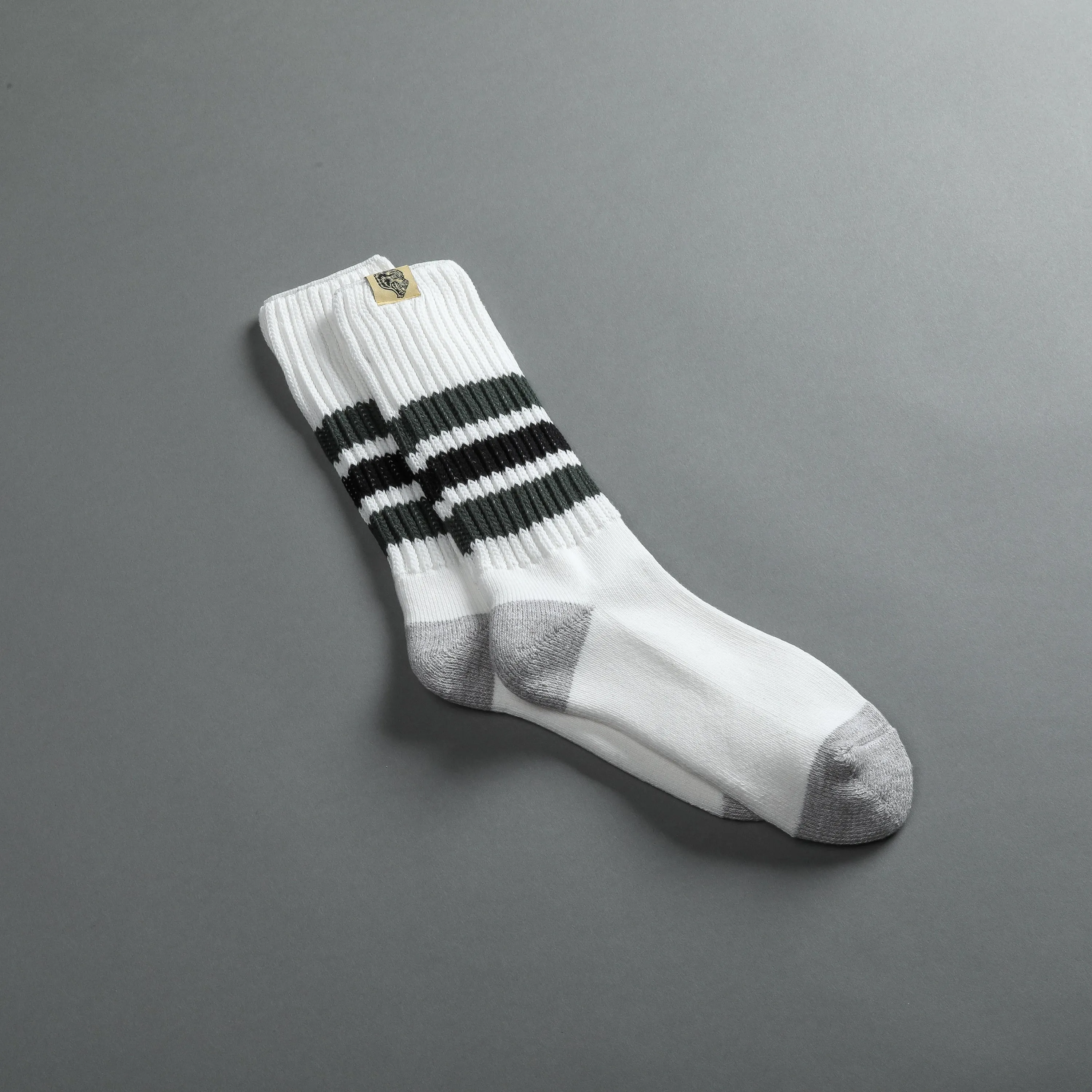 Wolf Patch Boot Socks in Cream/Norse Green