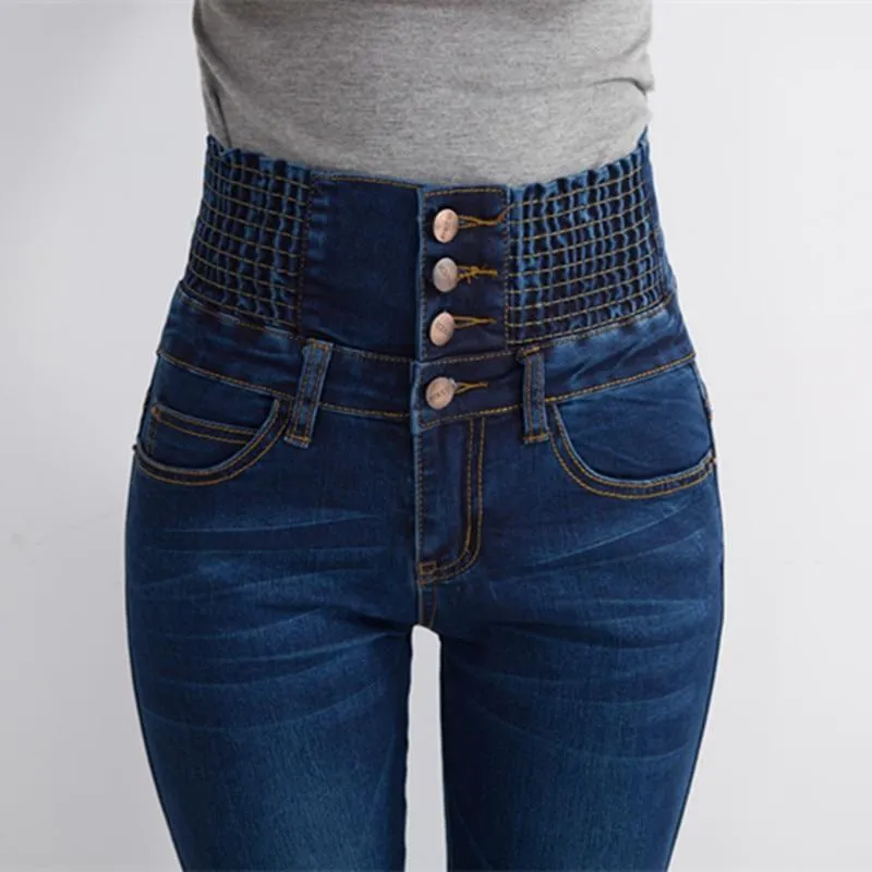 Women Elastic High Waist Skinny Fleece Lined Jegging Jeans.