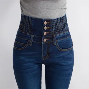Women Elastic High Waist Skinny Fleece Lined Jegging Jeans.