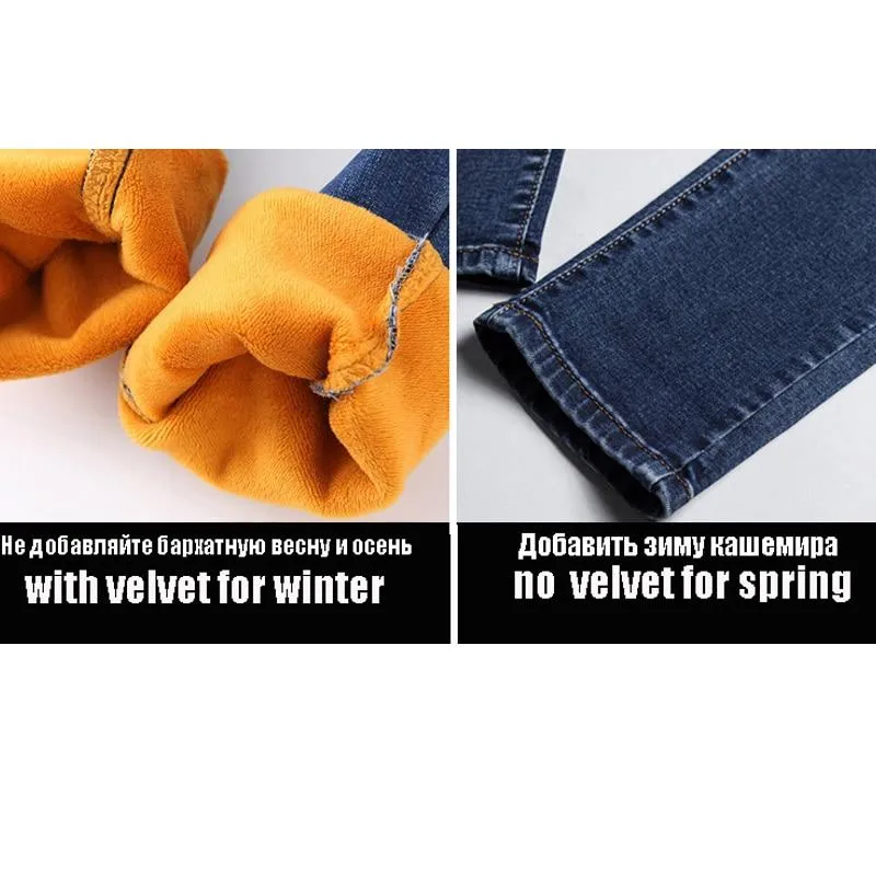 Women Elastic High Waist Skinny Fleece Lined Jegging Jeans.