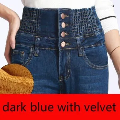 Women Elastic High Waist Skinny Fleece Lined Jegging Jeans.
