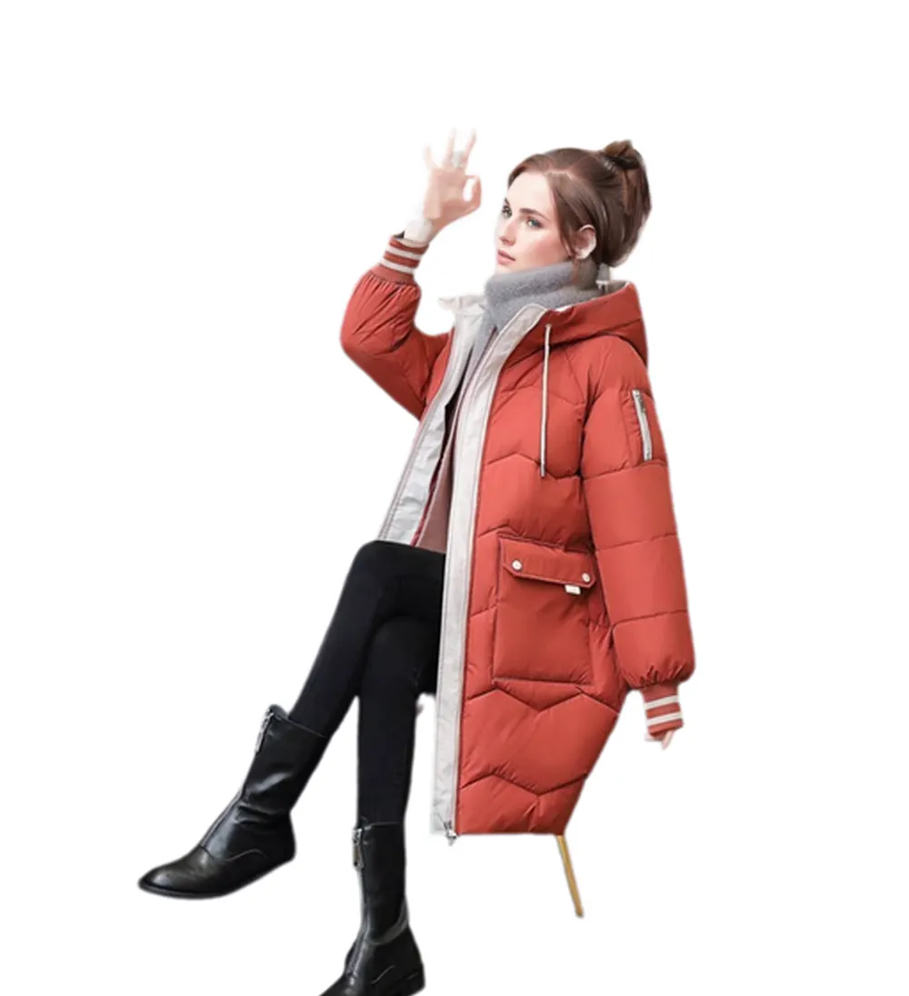 WPJ25004 PU Women's Quilted Long Warm Jacket with Padded Foam