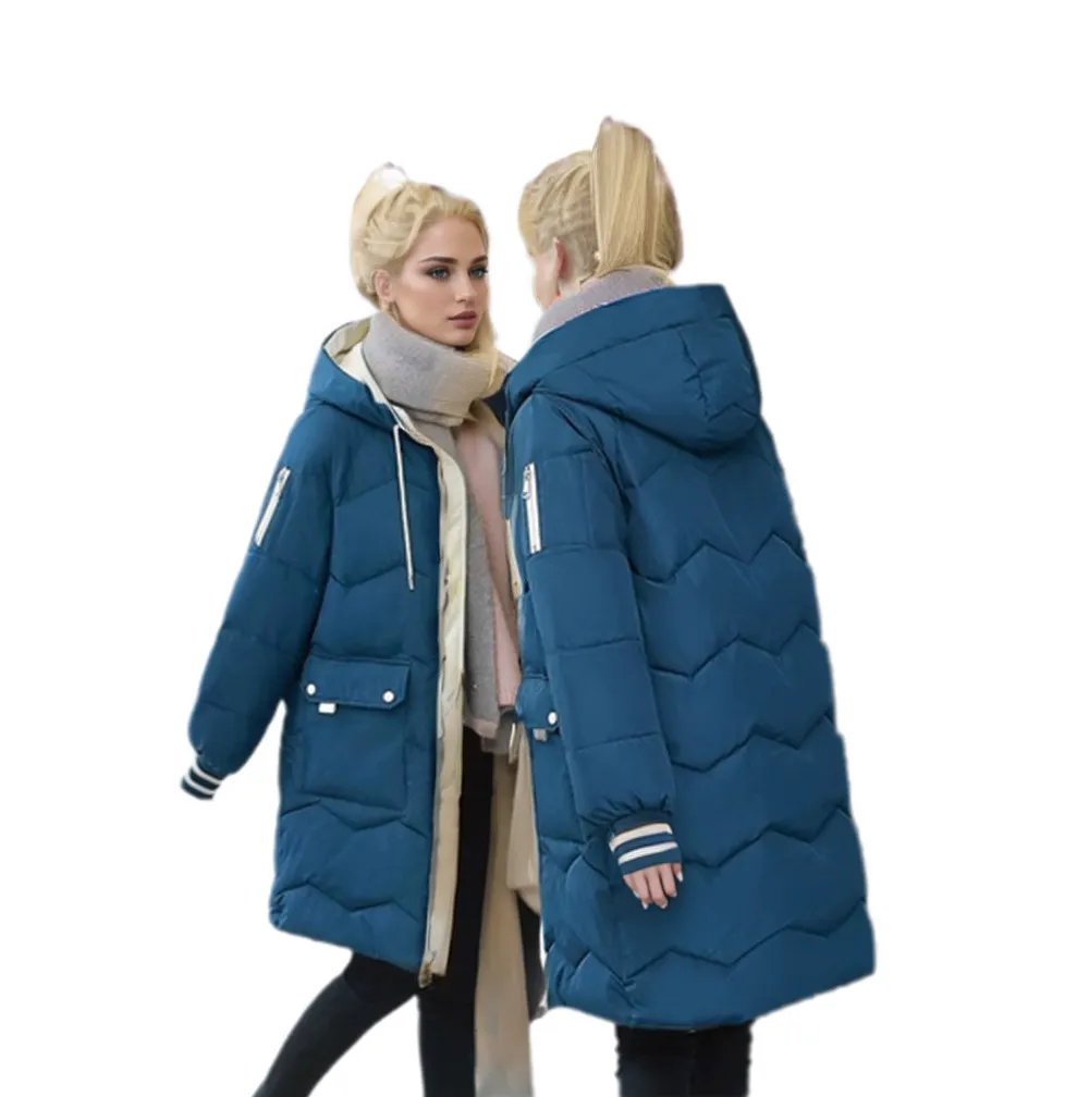 WPJ25004 PU Women's Quilted Long Warm Jacket with Padded Foam
