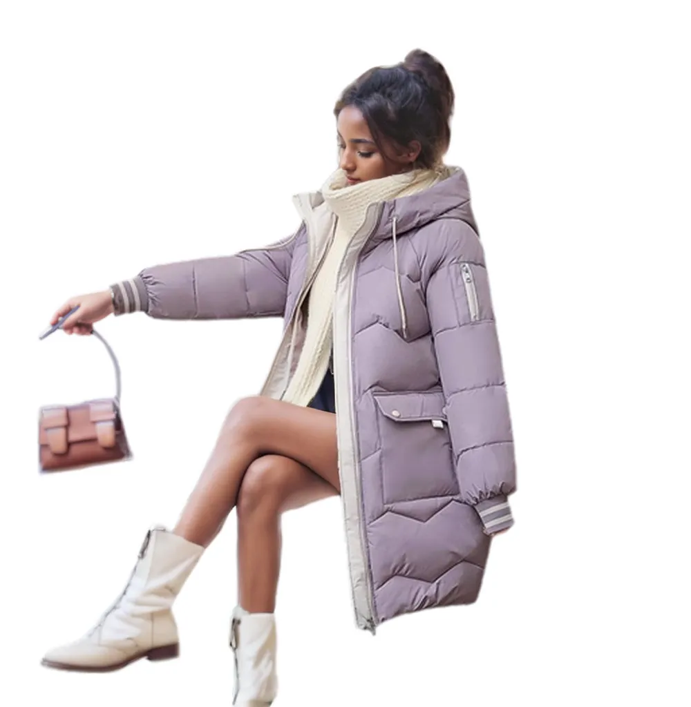 WPJ25004 PU Women's Quilted Long Warm Jacket with Padded Foam