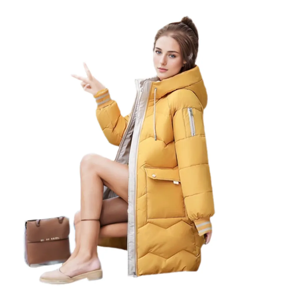 WPJ25004 PU Women's Quilted Long Warm Jacket with Padded Foam