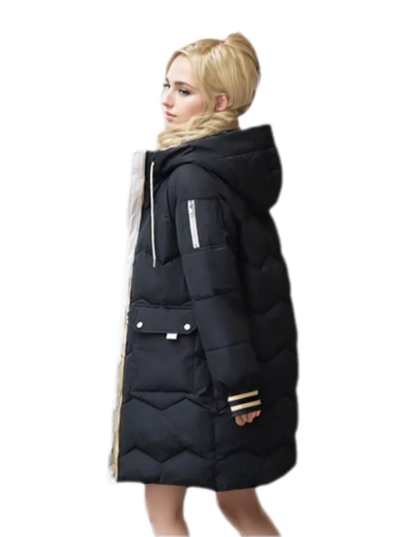 WPJ25004 PU Women's Quilted Long Warm Jacket with Padded Foam