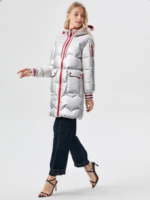 WPJ25004 PU Women's Quilted Long Warm Jacket with Padded Foam