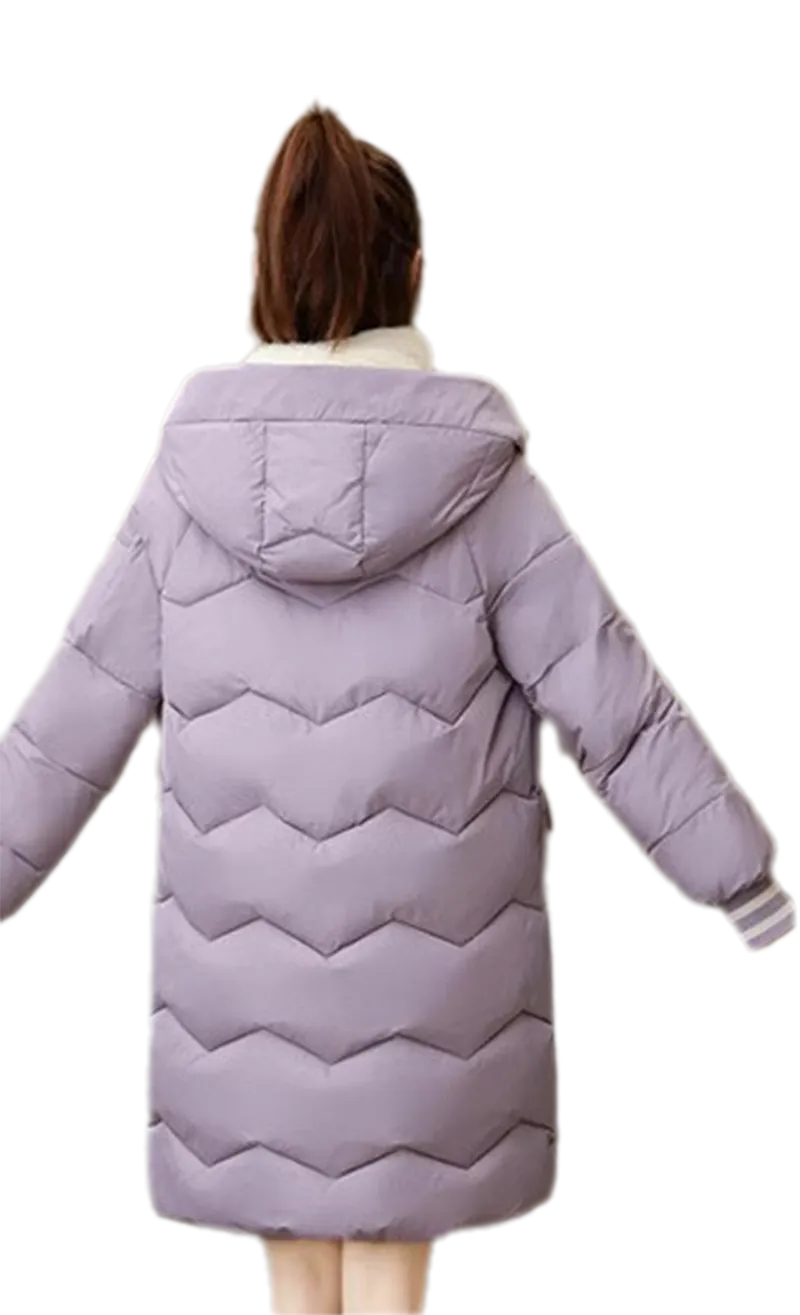 WPJ25004 PU Women's Quilted Long Warm Jacket with Padded Foam