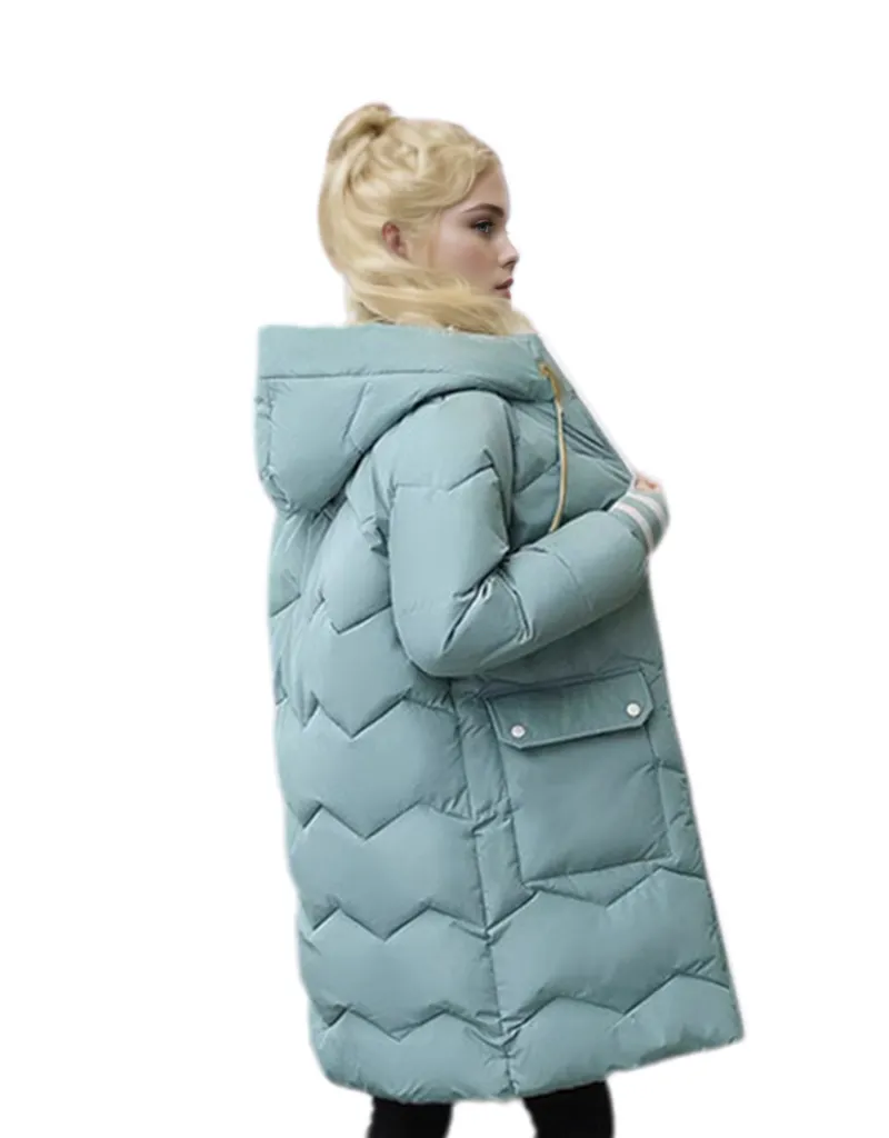 WPJ25004 PU Women's Quilted Long Warm Jacket with Padded Foam