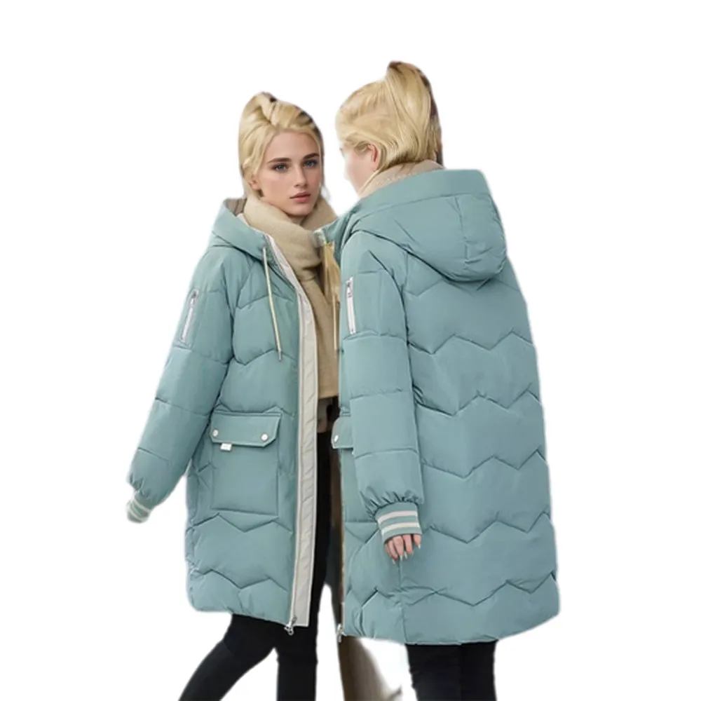 WPJ25004 PU Women's Quilted Long Warm Jacket with Padded Foam