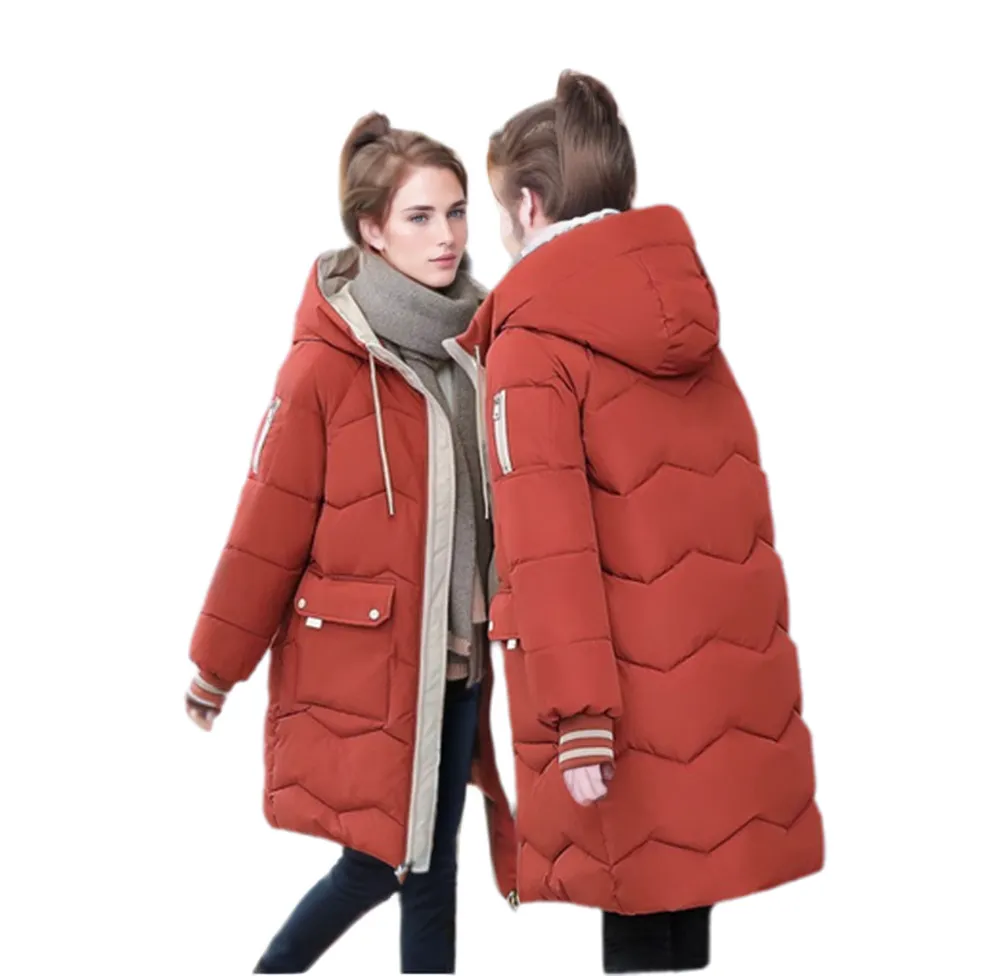 WPJ25004 PU Women's Quilted Long Warm Jacket with Padded Foam