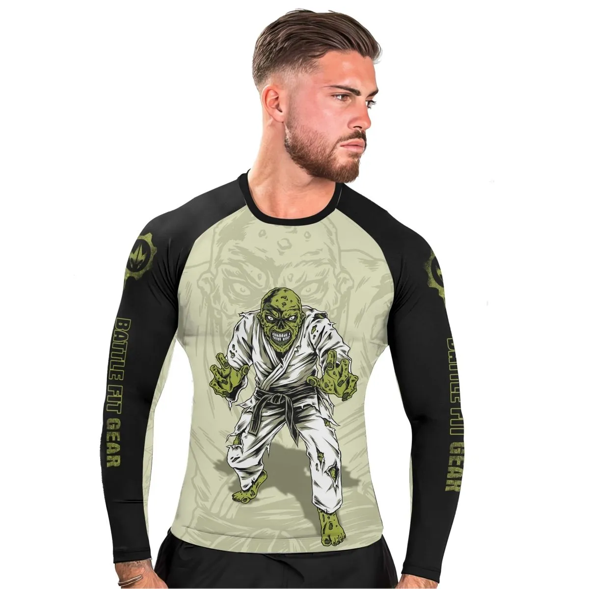Zombie Knew Jiu Jitsu Men's Long Sleeve Rash Guard